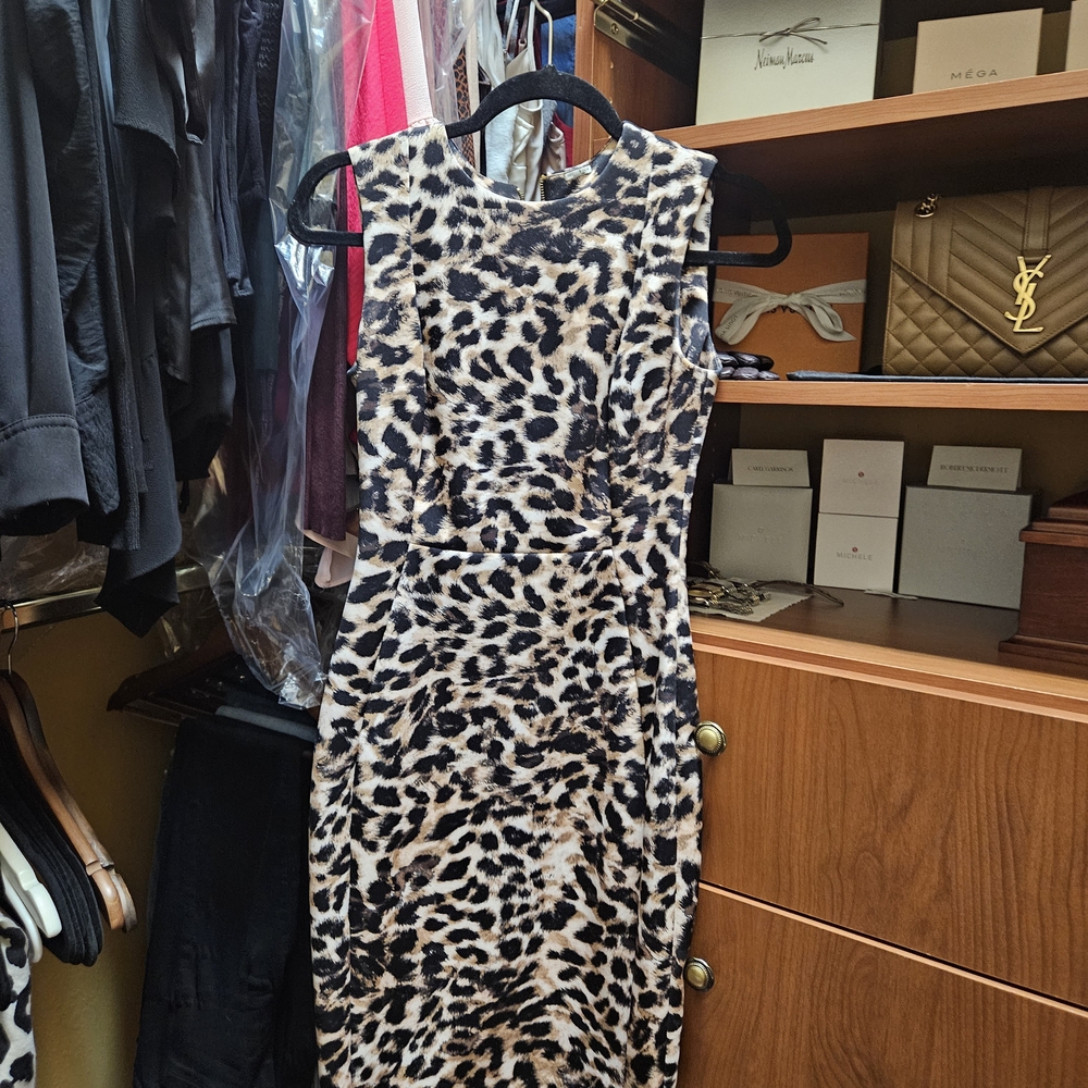 Calvin Klein Black and White Bodycon Midi Dress